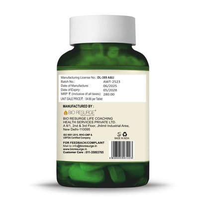 Bio Resurge Ashwagandha &  Safed Musli REDUCE STRESS AND INCREASE SPERM COUNT Tablet -750 mg (120 Tablets):  MRP(Inclusive of all taxes):Rs.560/- Net Weight 90gm/