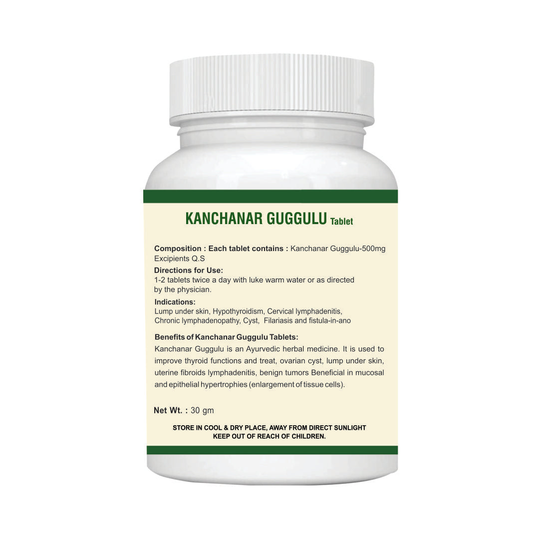 KANCHANAR GUGGULU Tablet for THYROID AND CYST MANAGEMENT: One Bottle MRP (Inclusive of all taxes):Rs.360/- Net Weight 30gm/