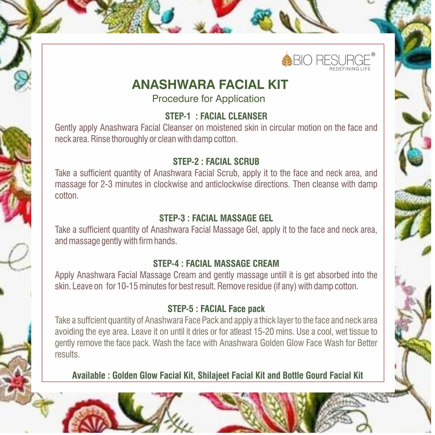 Anashwara  Golden Glow  Facial Kit –  5 Step Radiance Ritual
