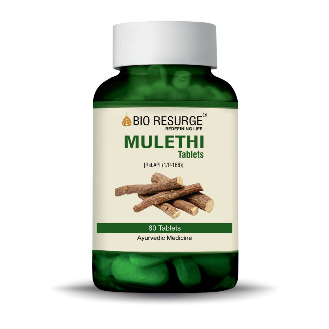 Bio Resurge Mulethi Tablets For Respiratory & Digestive Disorders|Heartburn-750mg(60 tablets): One piece MRP (Inclusive of all taxes):Rs.280/- Net Weight 45gm/