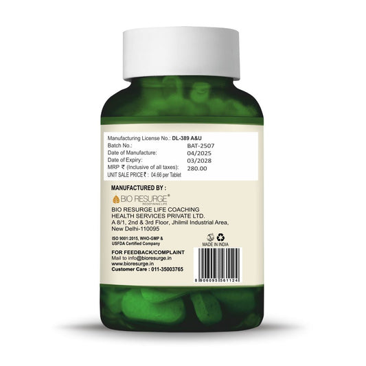 Bio Resurge Amla Tablets|Vitamin C for Strong Immunity|Promote Healthy Hair & Skin-750mg(60 tablets): One piece M.R.P. (Inclusive of all taxes):Rs.280/- Net Weight 45gm/