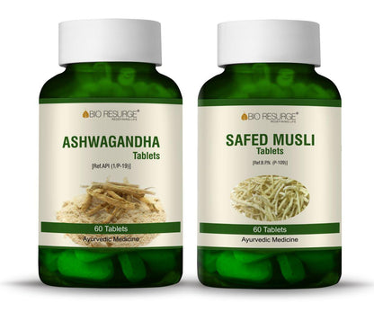 Bio Resurge Ashwagandha &  Safed Musli REDUCE STRESS AND INCREASE SPERM COUNT Tablet -750 mg (120 Tablets):  MRP(Inclusive of all taxes):Rs.560/- Net Weight 90gm/